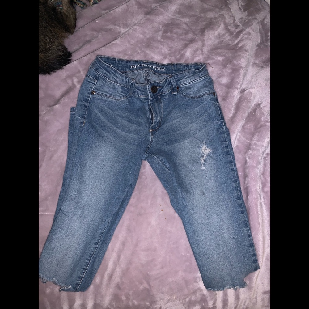 Bluenotes Denim regular rise jegging. EUC. Ripped style. Light wash